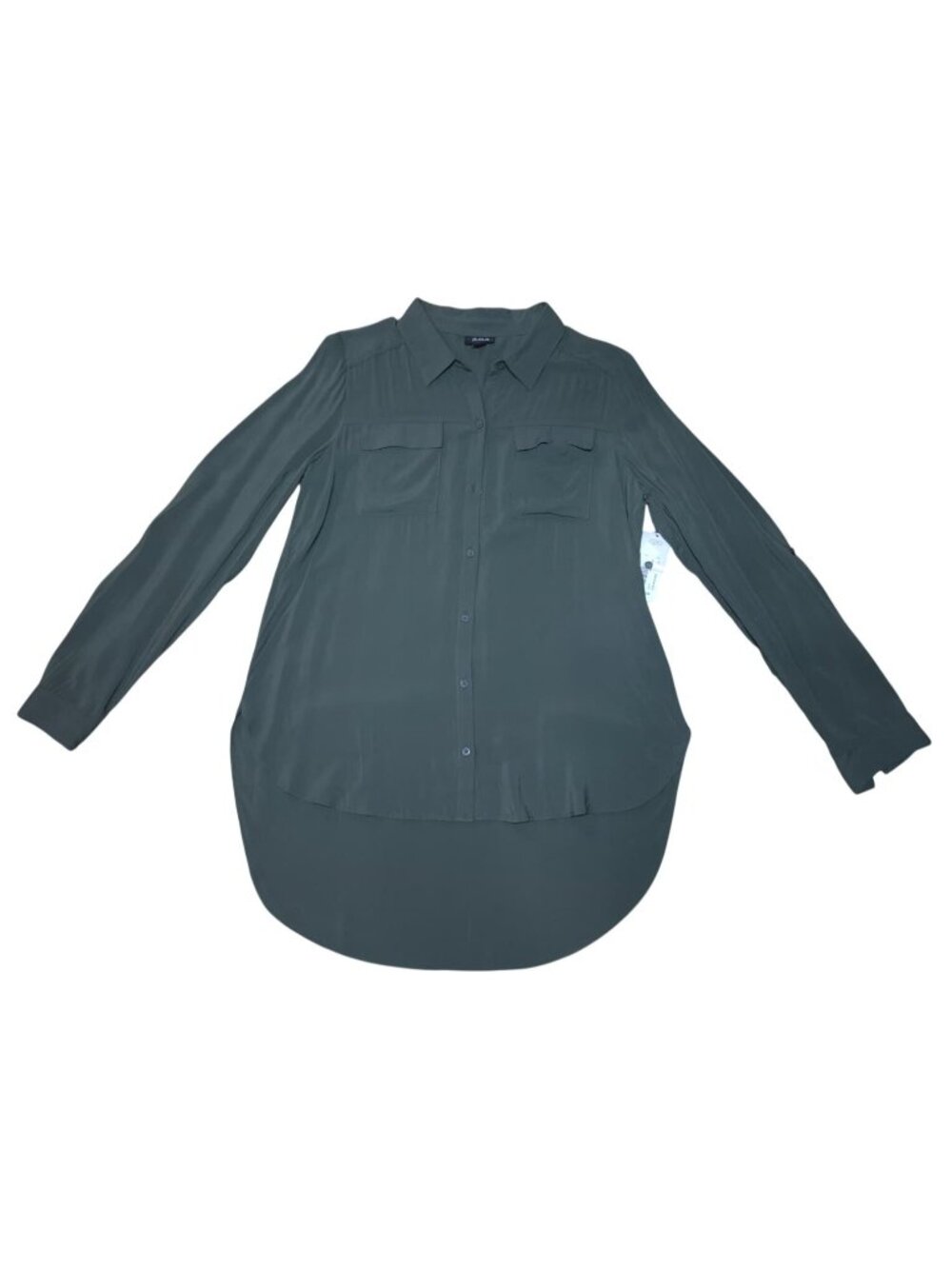A.N.A Green Button Down Utility Shirt Women's Medium Roll Tab Long Sleeve NWT